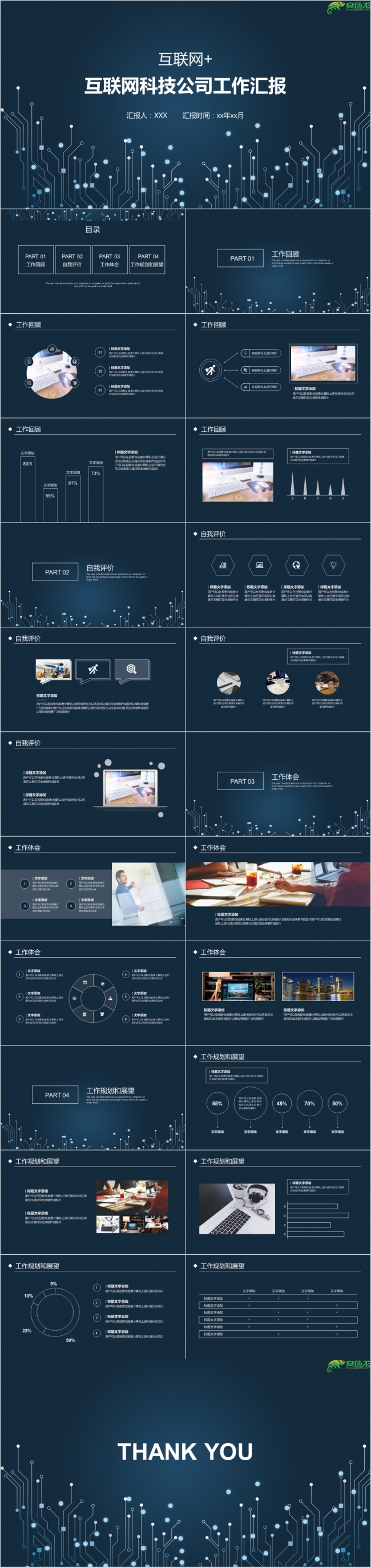 高端炫酷互联网+科技公司工作汇报年终总结PPT模板