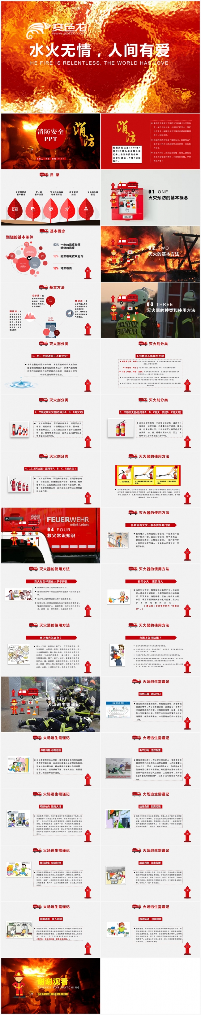框架完整消防安全培训PPT 消防安全知识培训 防火火灾ppt
