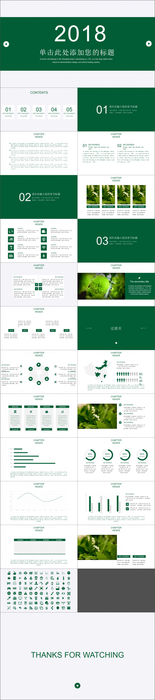 微立体PPT丨绿扁平化风格商务总结工作汇报创业计划环保ppt