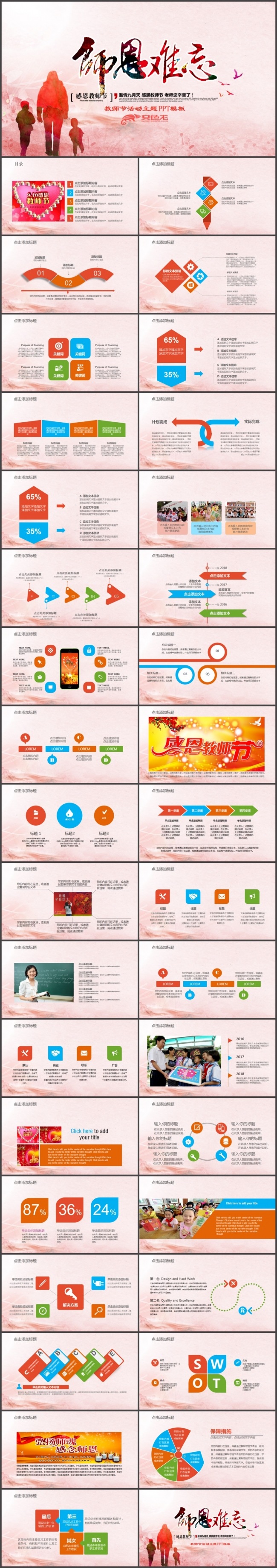 简洁清新教师通用信息化教育教学培训教师节说课ppt模板