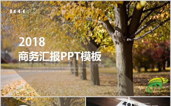 金色唯美林间小路PPT模板缩略图