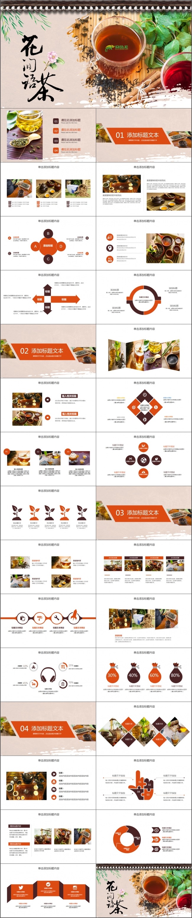 中国风茶文化知识茶道品尝动态PPT模板
