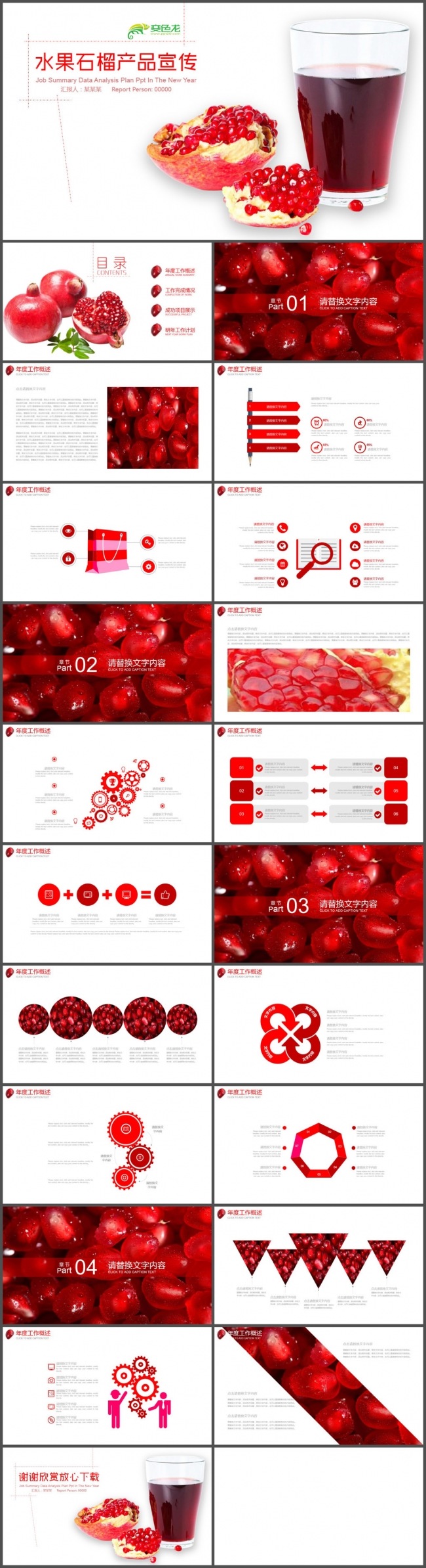 水果石榴产品宣传PPT模板