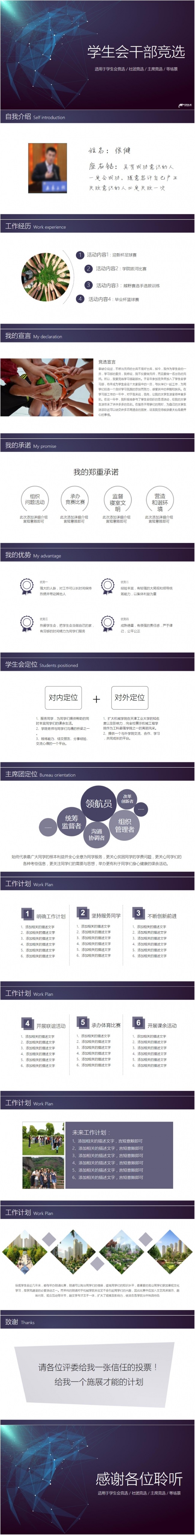 学生会主席干部大学社团部长竞选PPT