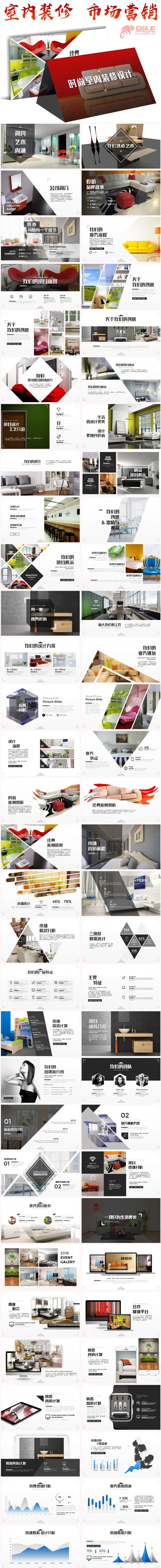 潮流时尚图文排版画册ppt室内家居装修设动态ppt模板