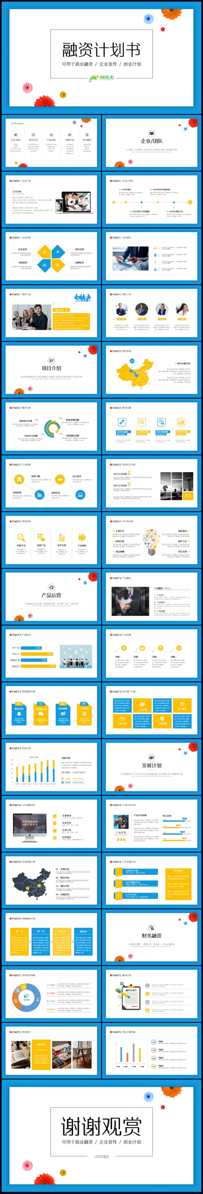 【清新淡雅】简约清爽商务商业融资计划书ppt