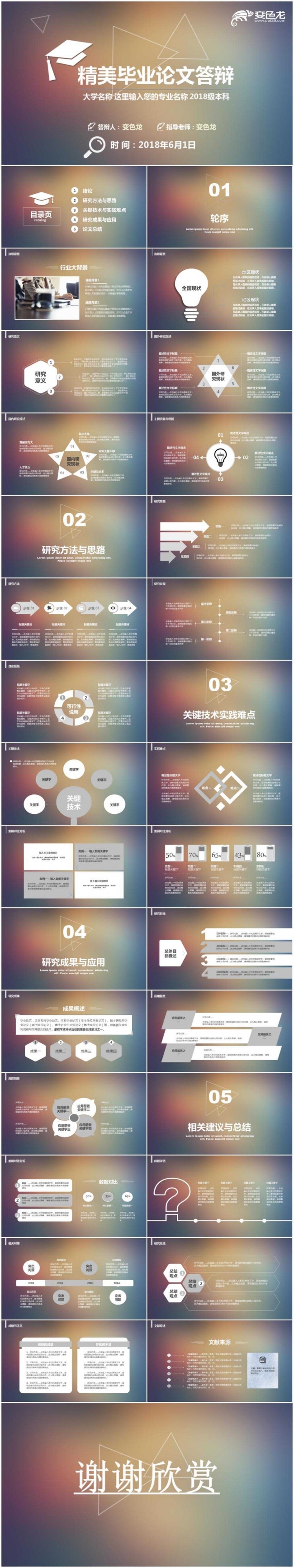 【唯美答辩】简约时尚毕业答辩报告岗位竞聘工作总结通用PPT
