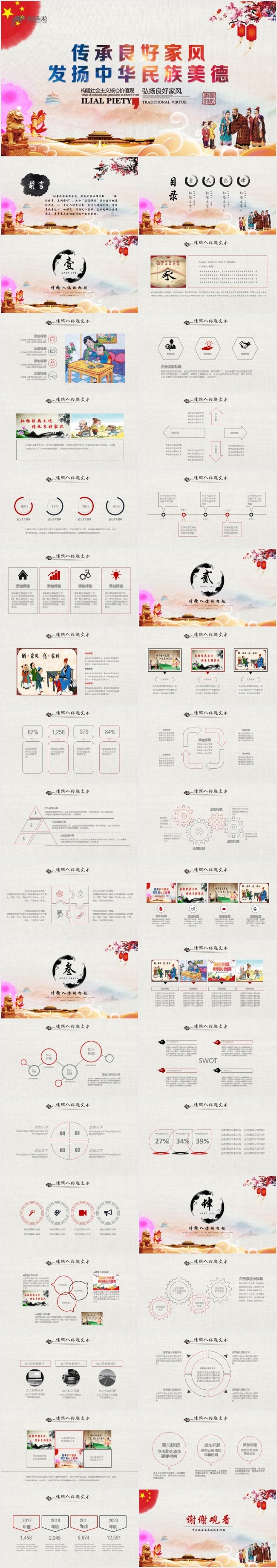 中国传统文化家风建设讲座PPT模板