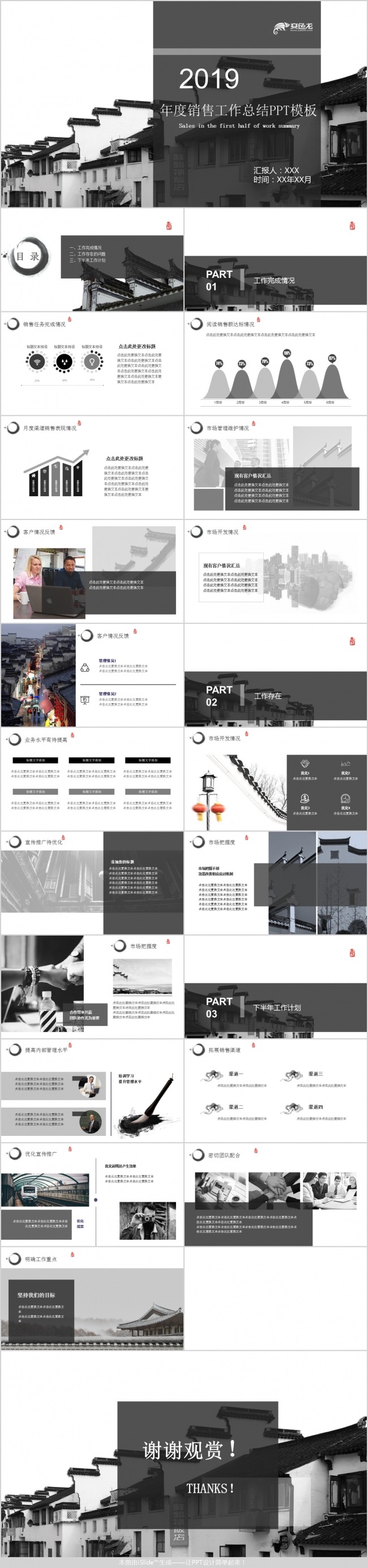 2019创意上下半年工作总结汇报PPT模板