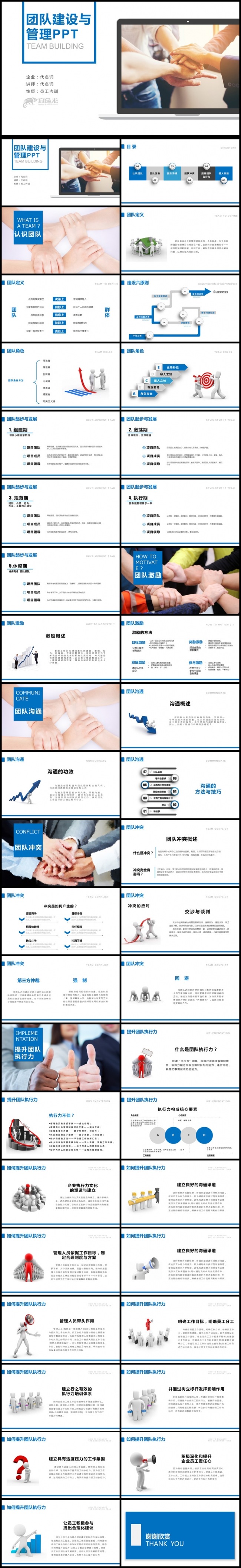 蓝色团队建设与管理培训ppt模板