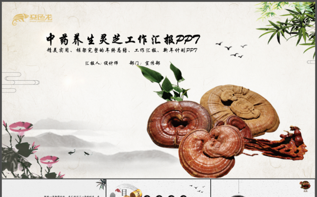 中药养生灵芝宣传动态PPT模板缩略图
