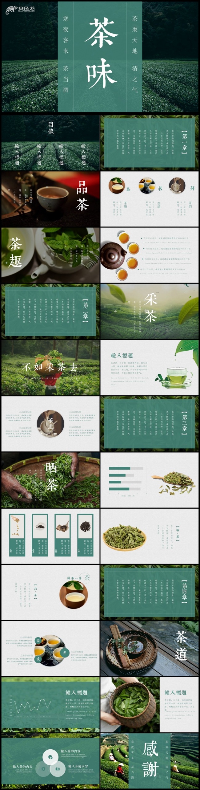 小清新茶叶产品介绍茶文化通用PPT模板