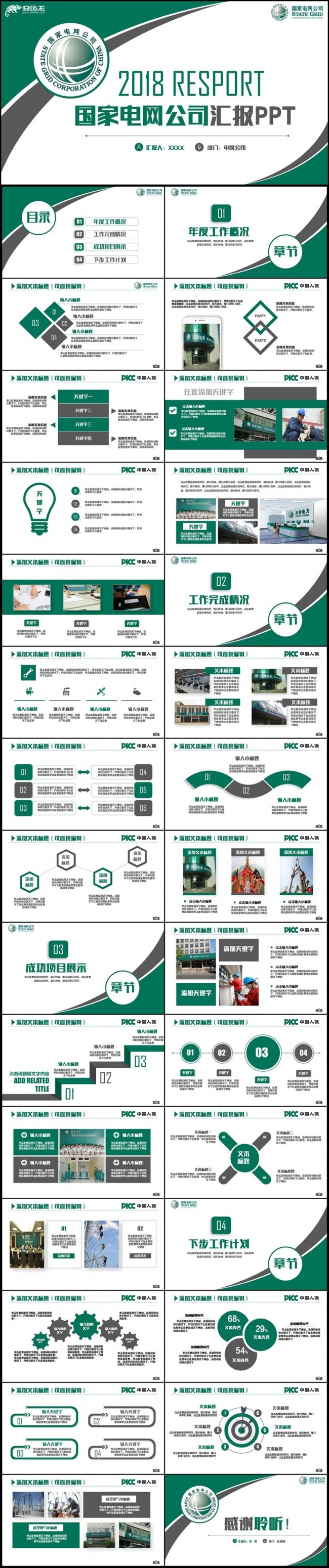 【电网专用】绿色动感中国国家电网公司电力能源PPT