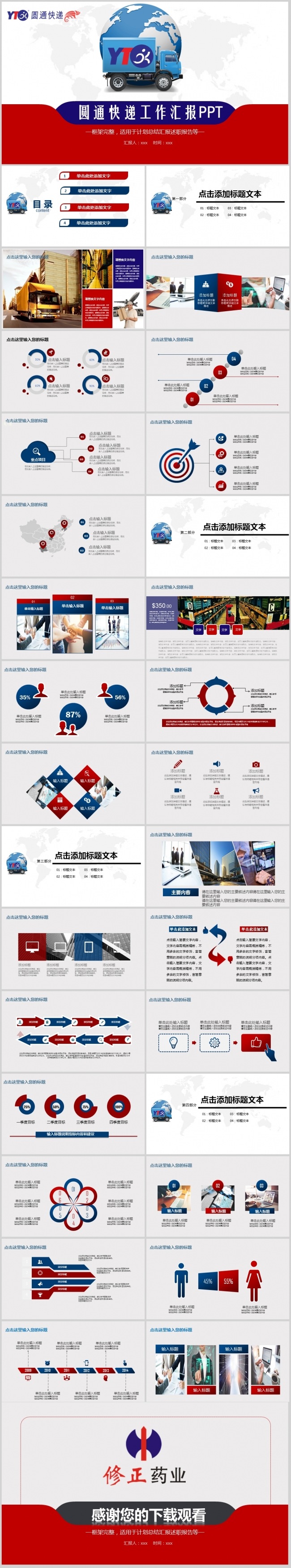 圆通快递物流运输仓储货运圆通PPT模板