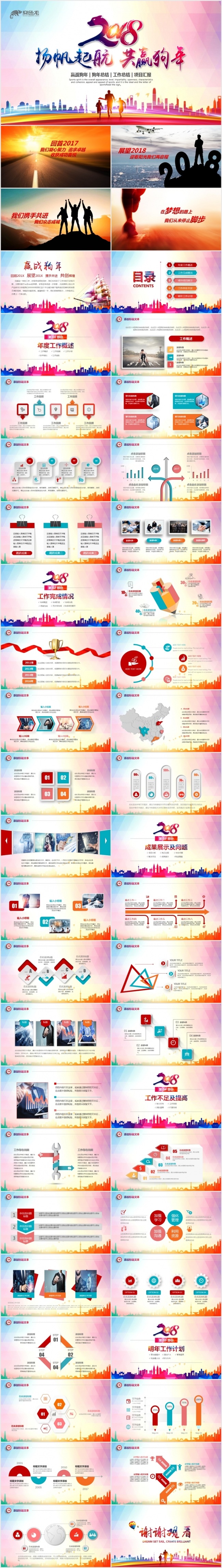 扬帆起航共赢狗年2018年终总结汇报商务工作计划报告PPT