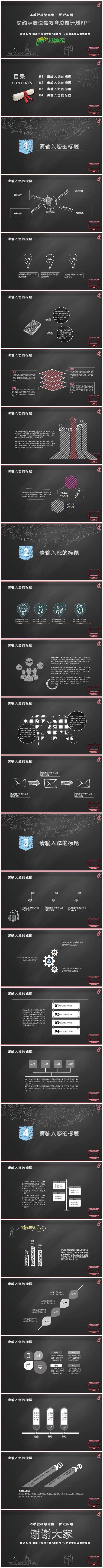 卡通黑板粉笔风格教育培训主题班会简约模板
