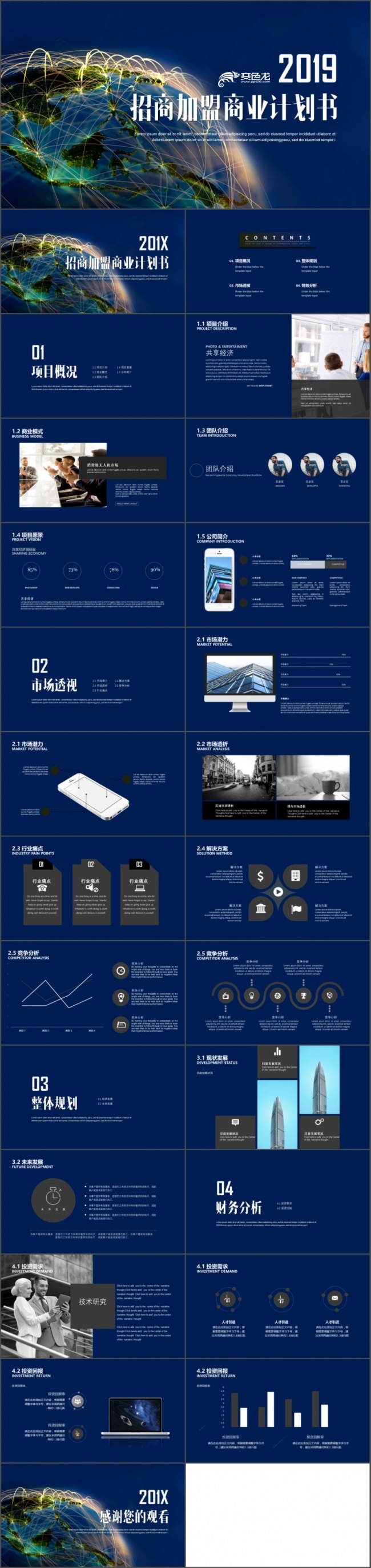 科技互联网招商加盟商业计划书PPT模版