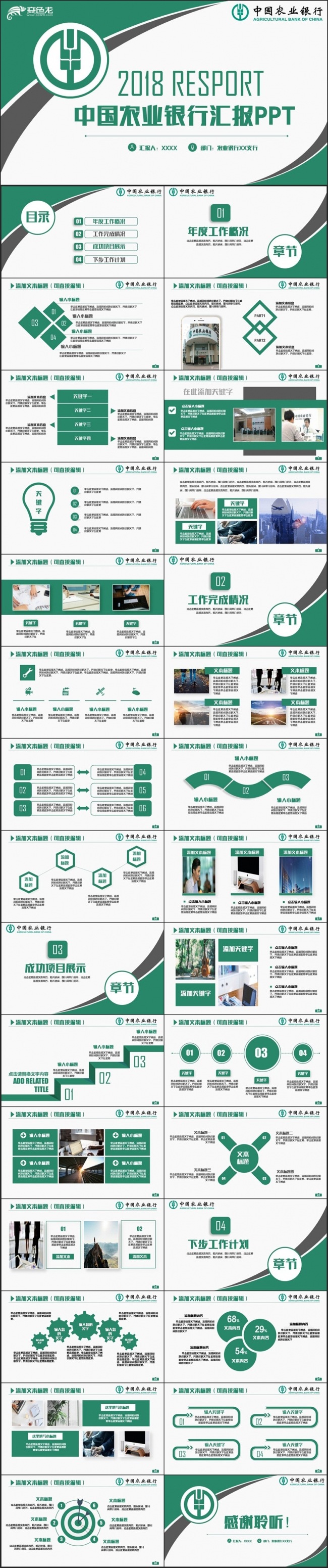 【农行专用】绿色简洁中国农业银行农行汇报PPT