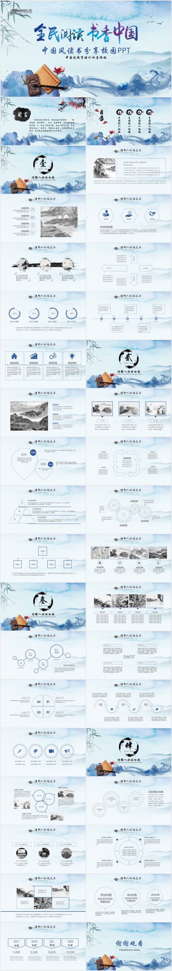 书香中国全民阅读读书教育PPT模板