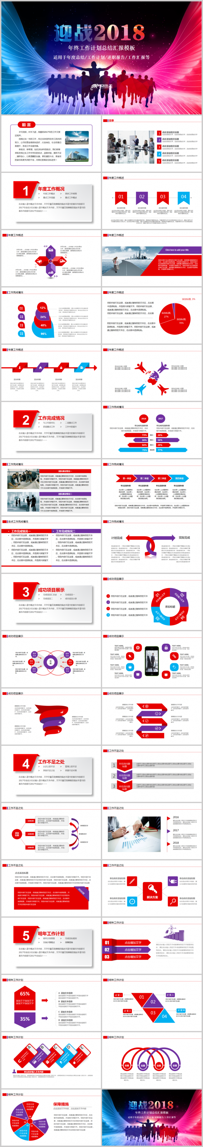 2018工作计划年终工作总结汇报新年工作计划通用PPT