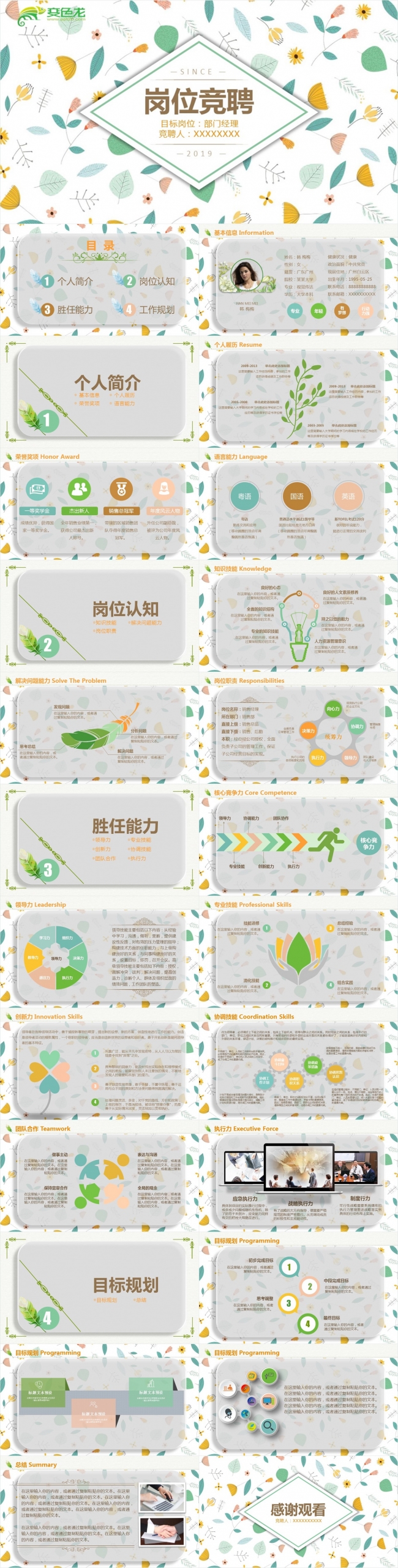 2019个人岗位竞聘PPT