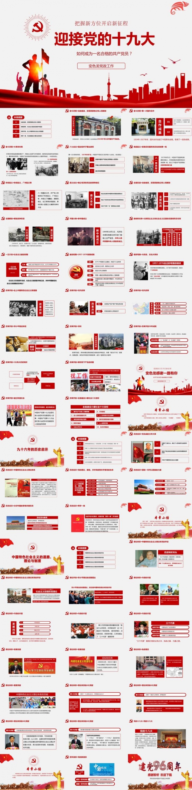 （十九大最完整讲话） 十九大完整内容动态PPT模板