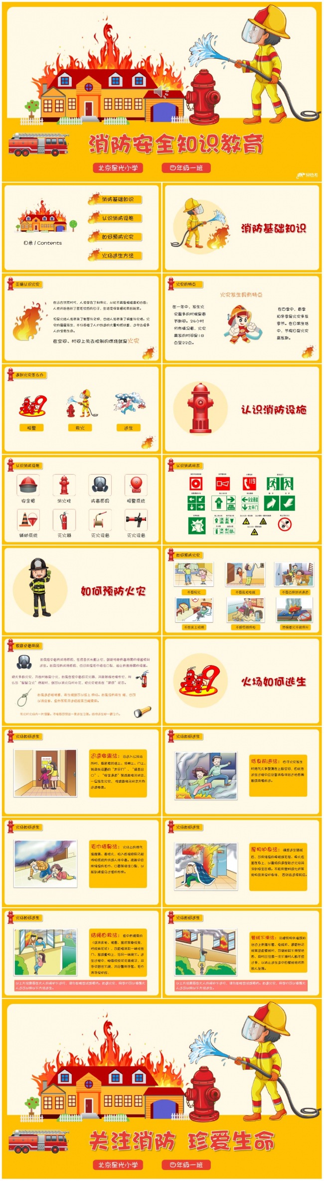 中小学校园消防安全知识教育讲座主题班会PPT