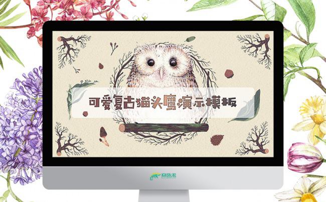 【猫头鹰】复古卡通手绘总结汇报PPT模板缩略图