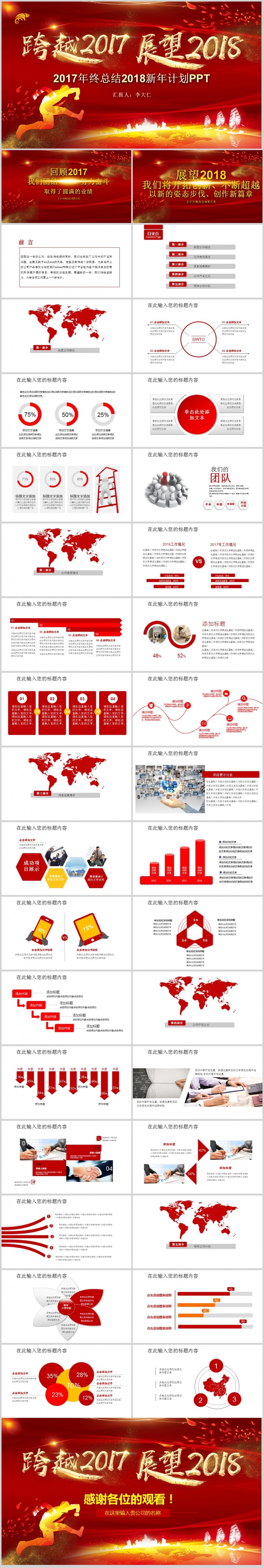展望跨越年终工作总结计划述职报告PPT