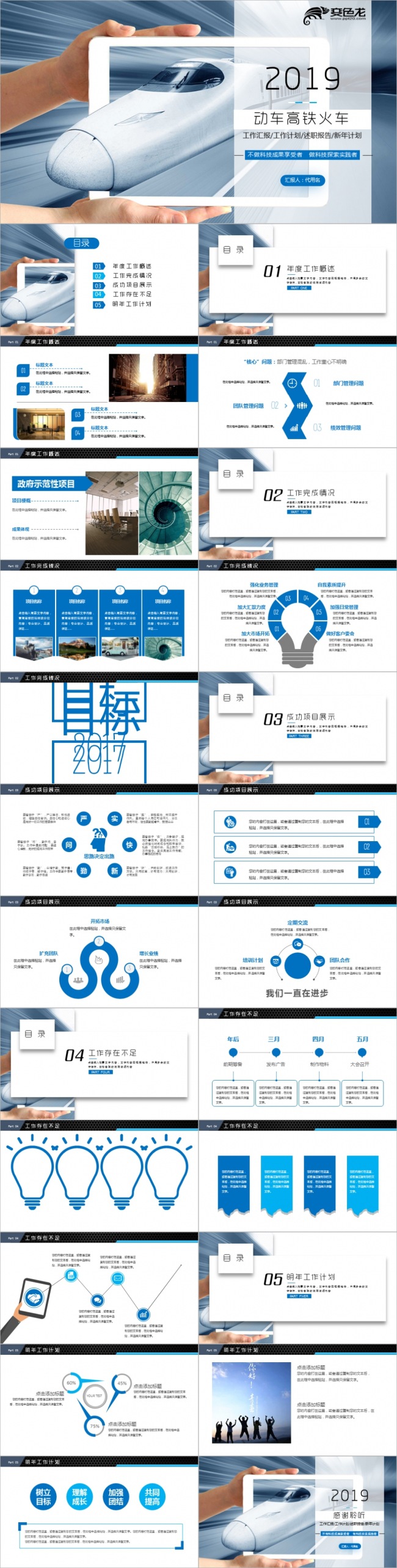 动车高铁火车工作汇报PPT模板