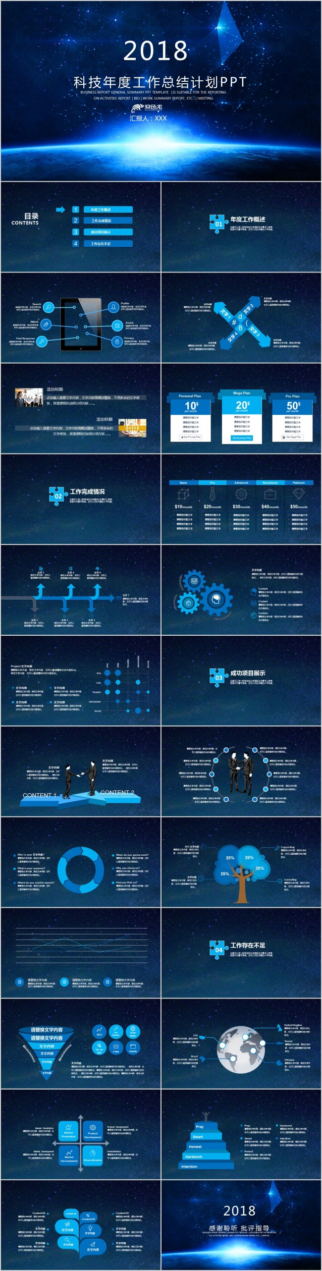  年度工作总结 科技 蓝色 模板 蓝色科技