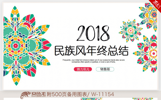 创意民族风格2018年终工作总结新年计划ppt动态模板缩略图