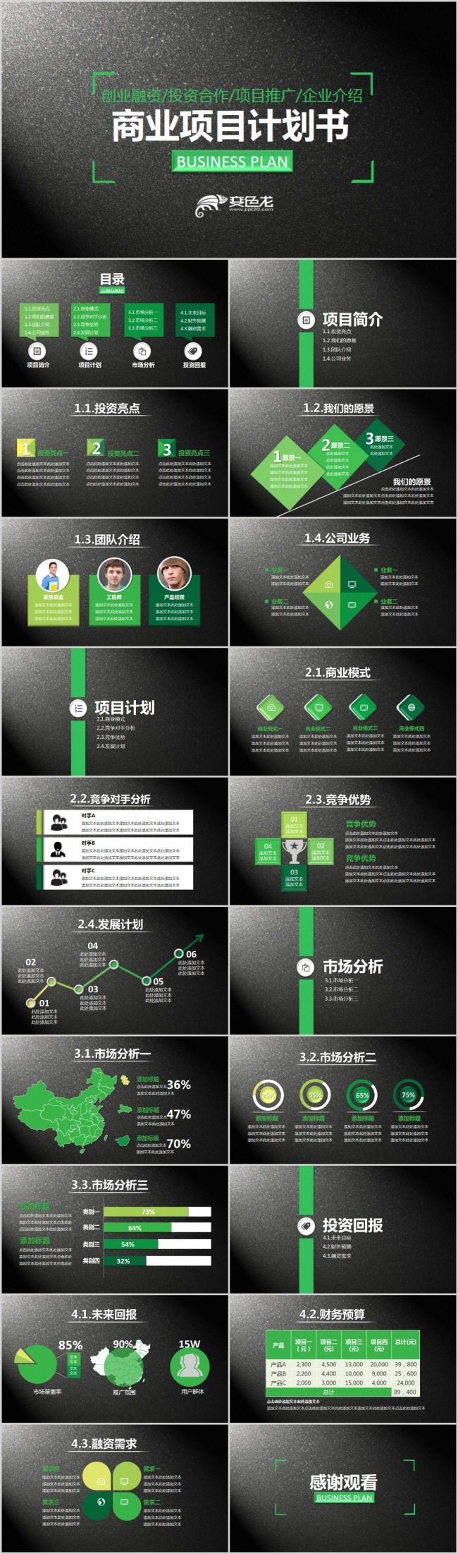 质感商业项目计划书PPT模板