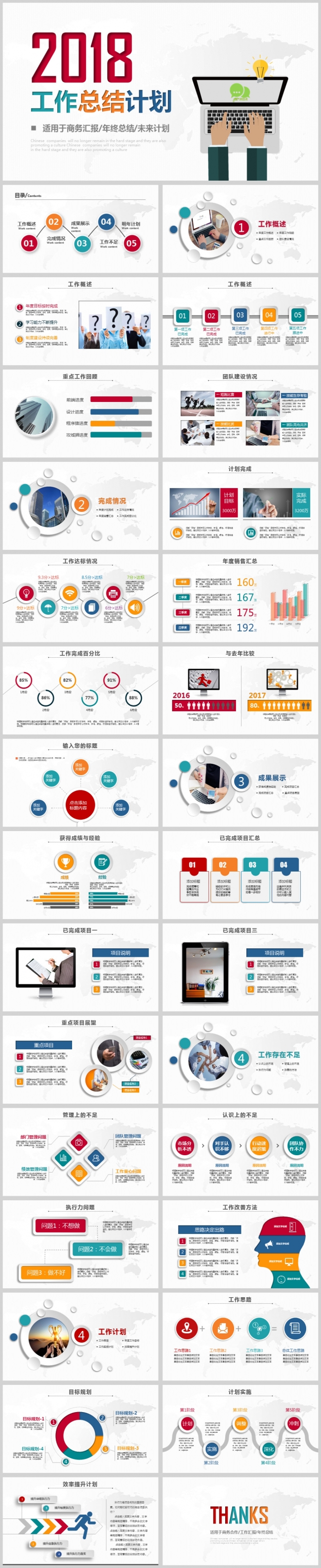 大气简约2018年终工作总结汇报动态ppt模板