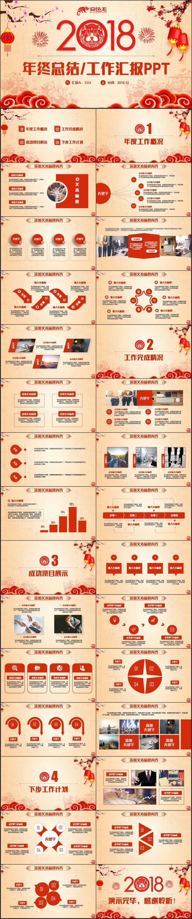 【狗年汇报】中国风工作总结年终总结2018工作计划述职PPT