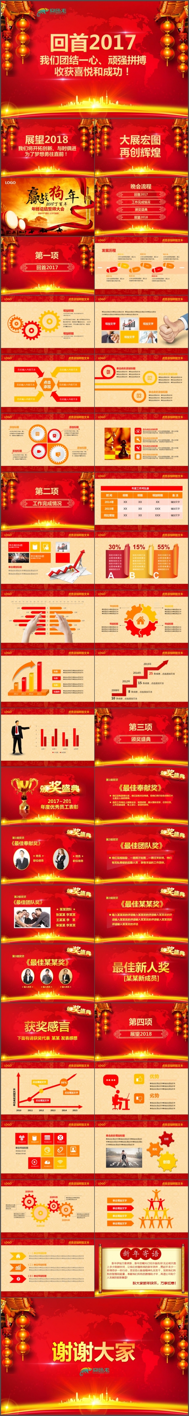 2018迎战狗年 企业年会 颁奖典礼 年度总结 PPT模版