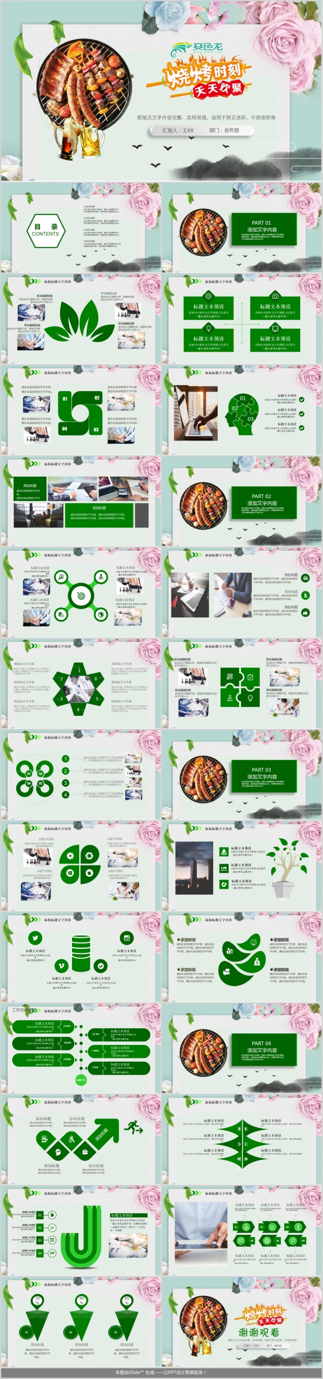 节日聚会烧烤店经营年终总结PPT模板
