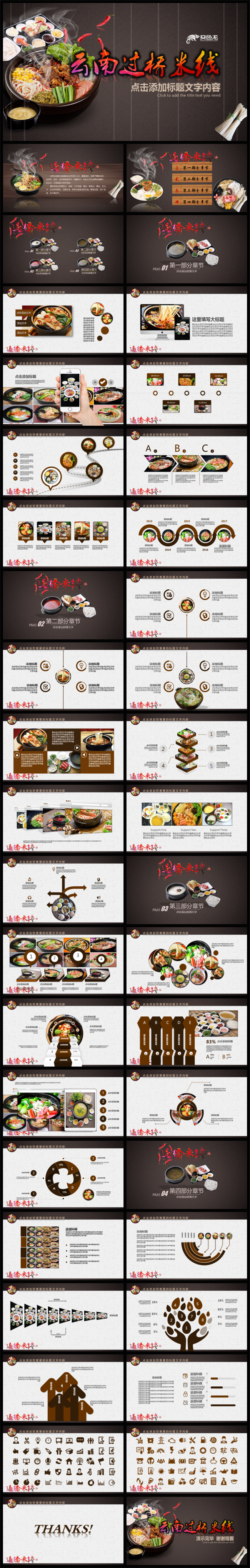 云南过桥米线米粉小吃早餐面馆美食PPT模板