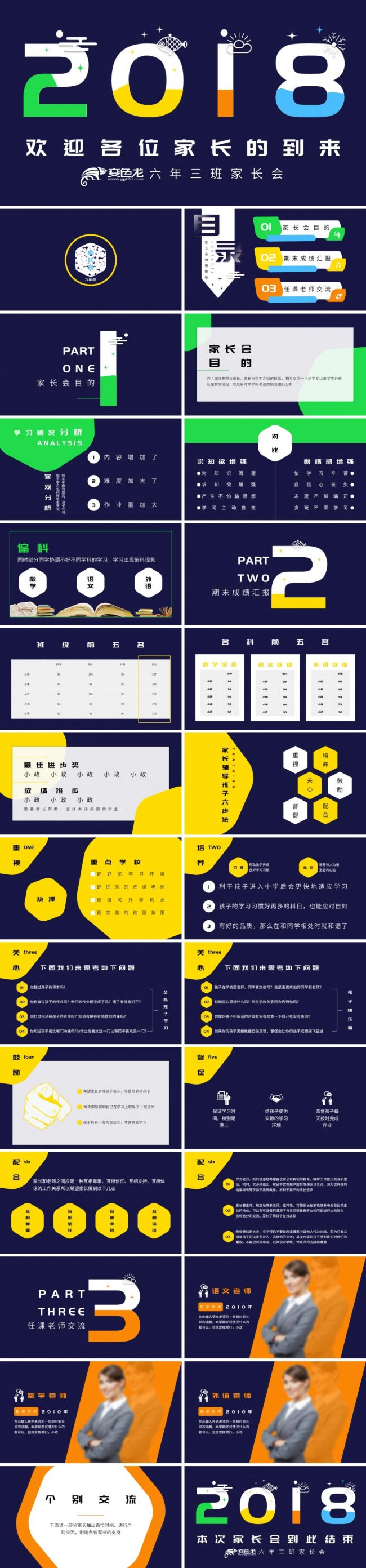 中小学青春活力家长会通用模版