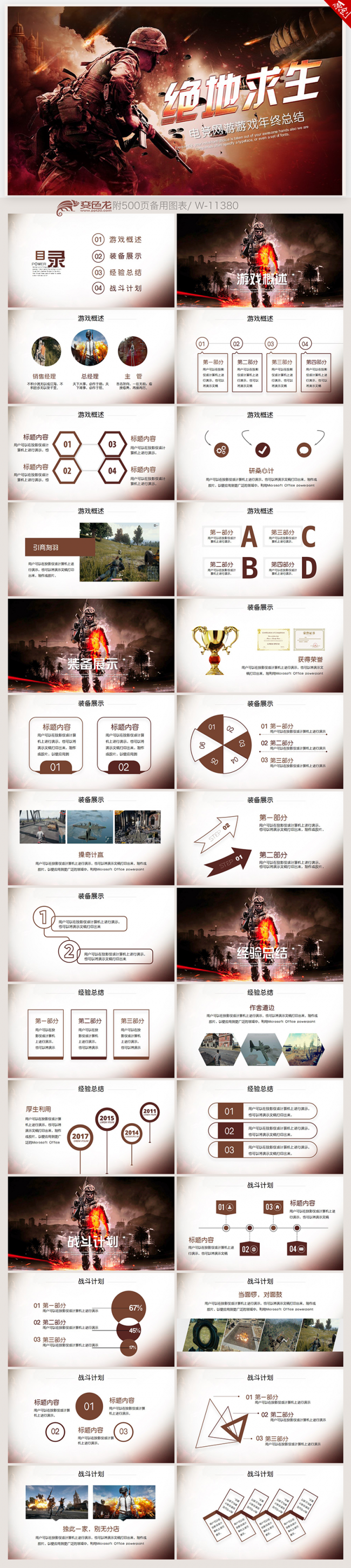 2018荒野行动绝地求生吃鸡游戏动态ppt模板