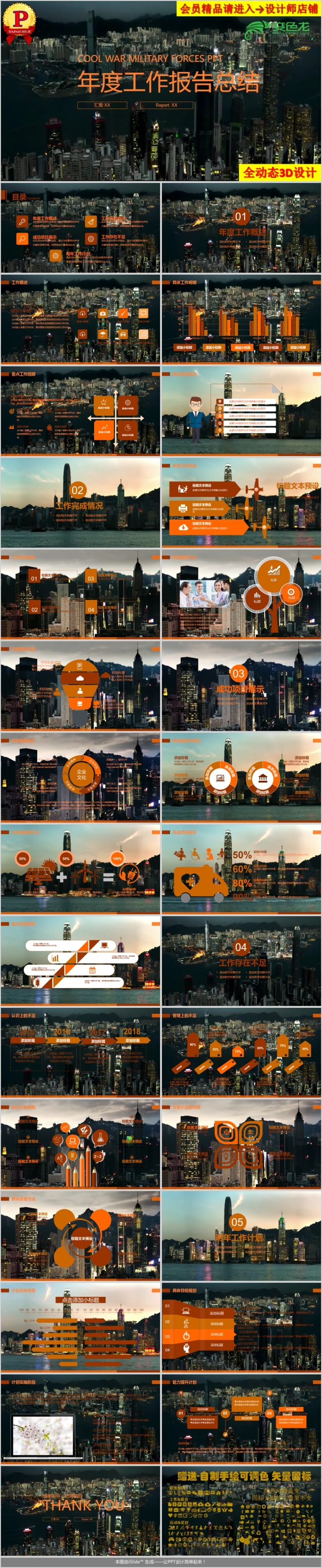 2018年年度工作报告总结3D商务PPT模板