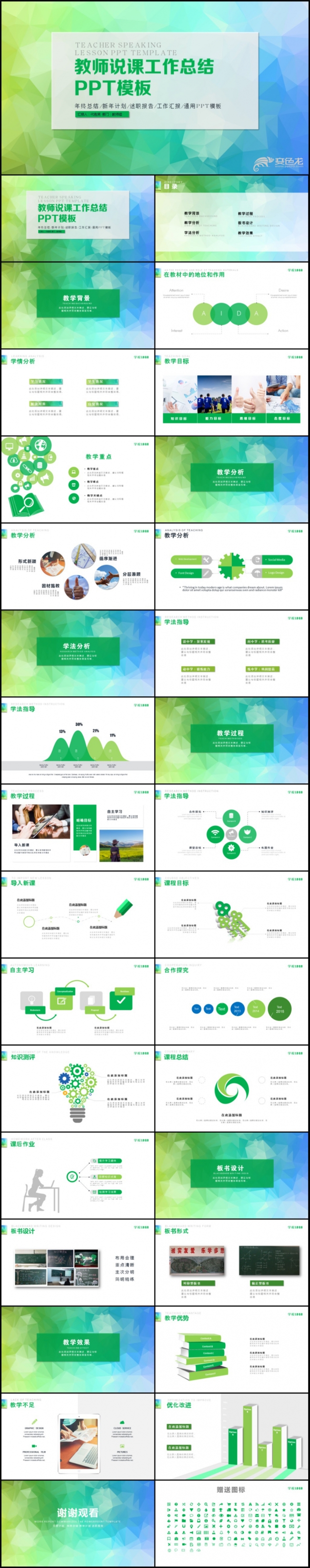 教师说课通用工作总结课PPT模板