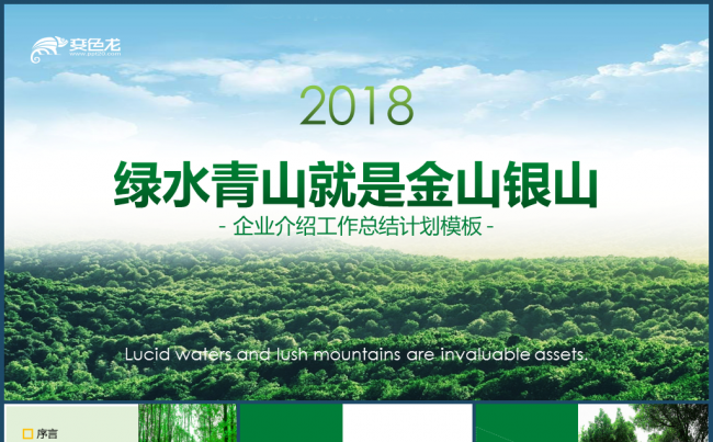 2018绿水青山就是金山银山商业计划书工作计划总结报告模板缩略图