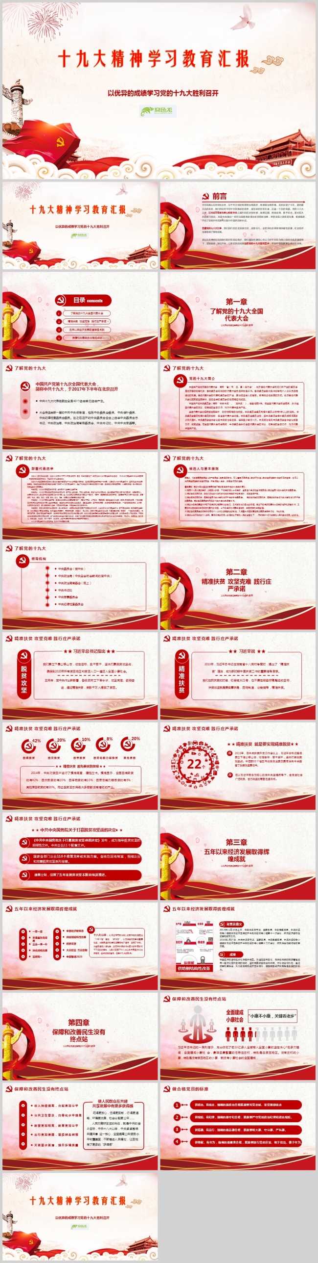 学习十九大精神学习机关教育PPT模板