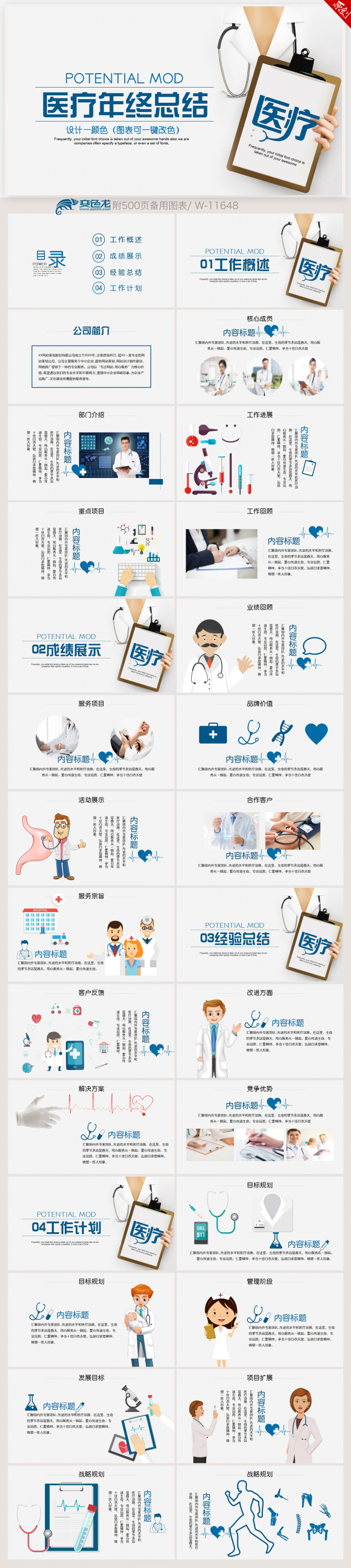 创意时尚医疗医学年终工作总结动态PPT模板