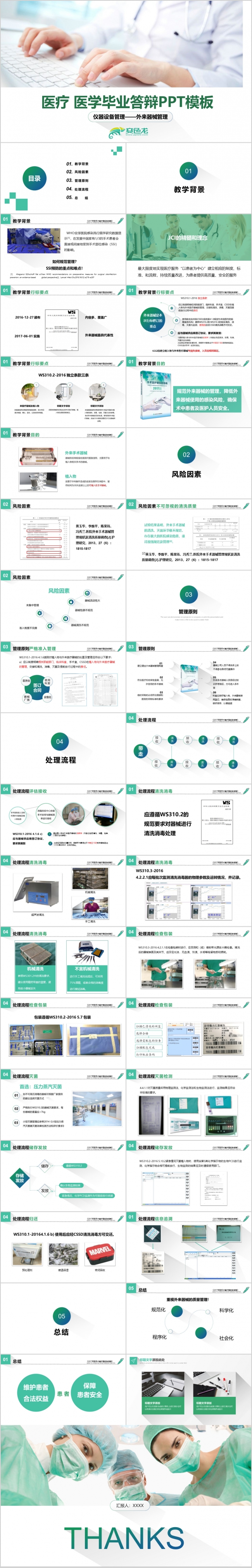 精美医疗行业毕业答辩手术室医疗器械ppt动态模板素材 下载