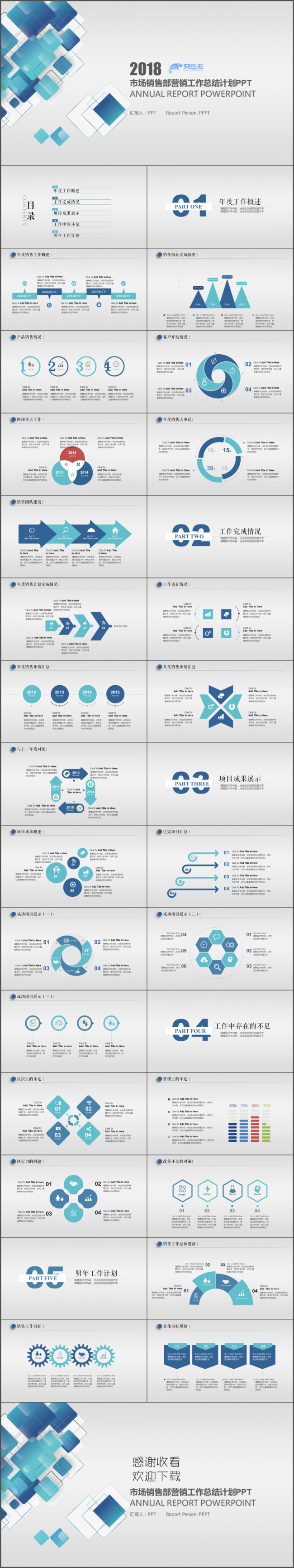 2018市场销售部营销工作总结计划PPT