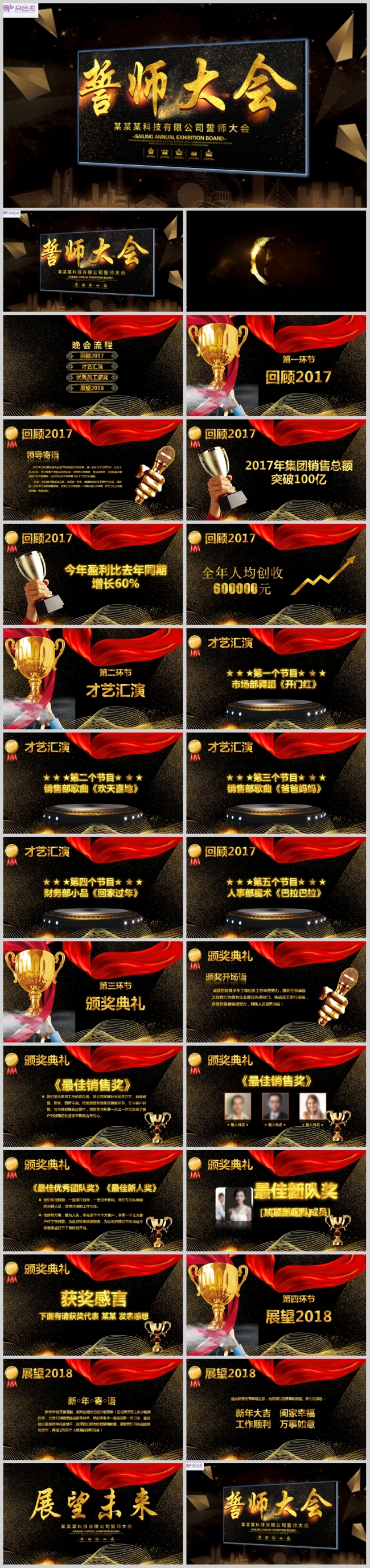 黑色大气新年誓师大会PPT模板