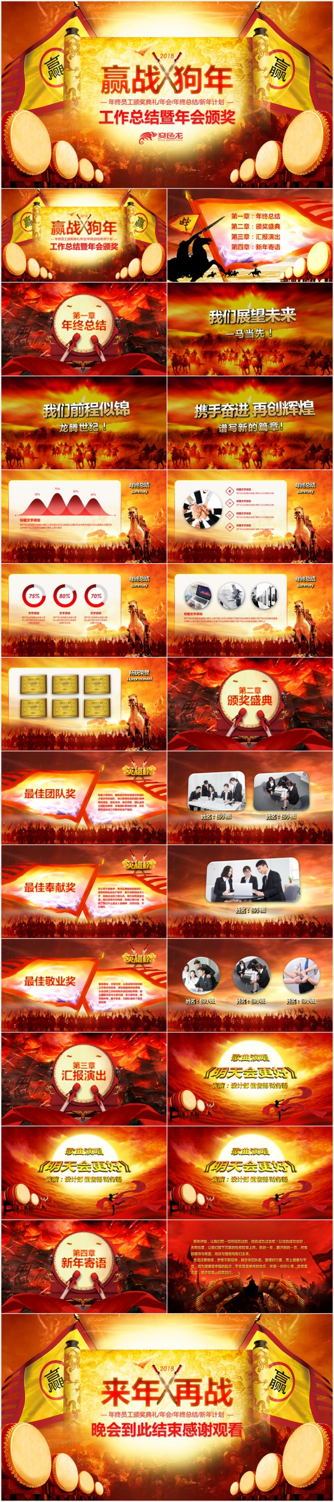 赢战狗年企业工作总结暨年会颁奖PPT模板