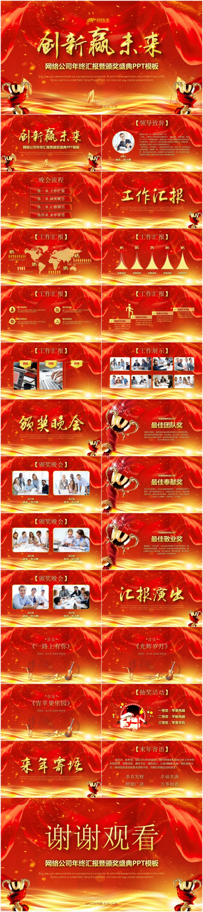 创新赢未来公司年终汇报颁奖典礼PPT模板
